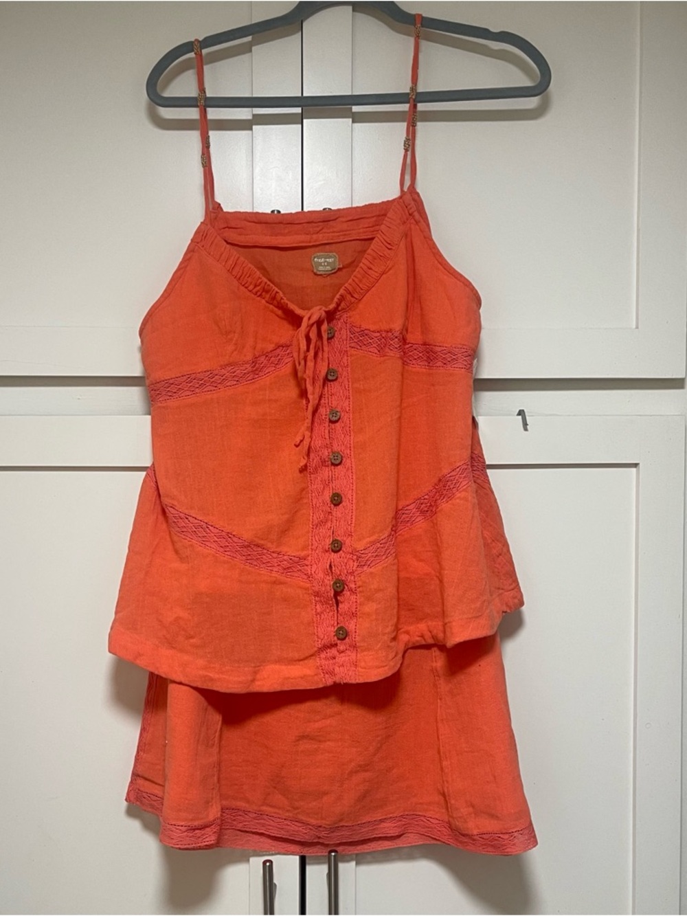 Free People Sundew Skirt Set Fusion Coral Sz L NWT - Picture 5 of 16